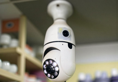 PTZ dual-lense bulb CCTV camera